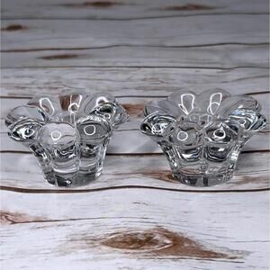 Vintage Pair Of 1970s Bubble Glass Candle Holders